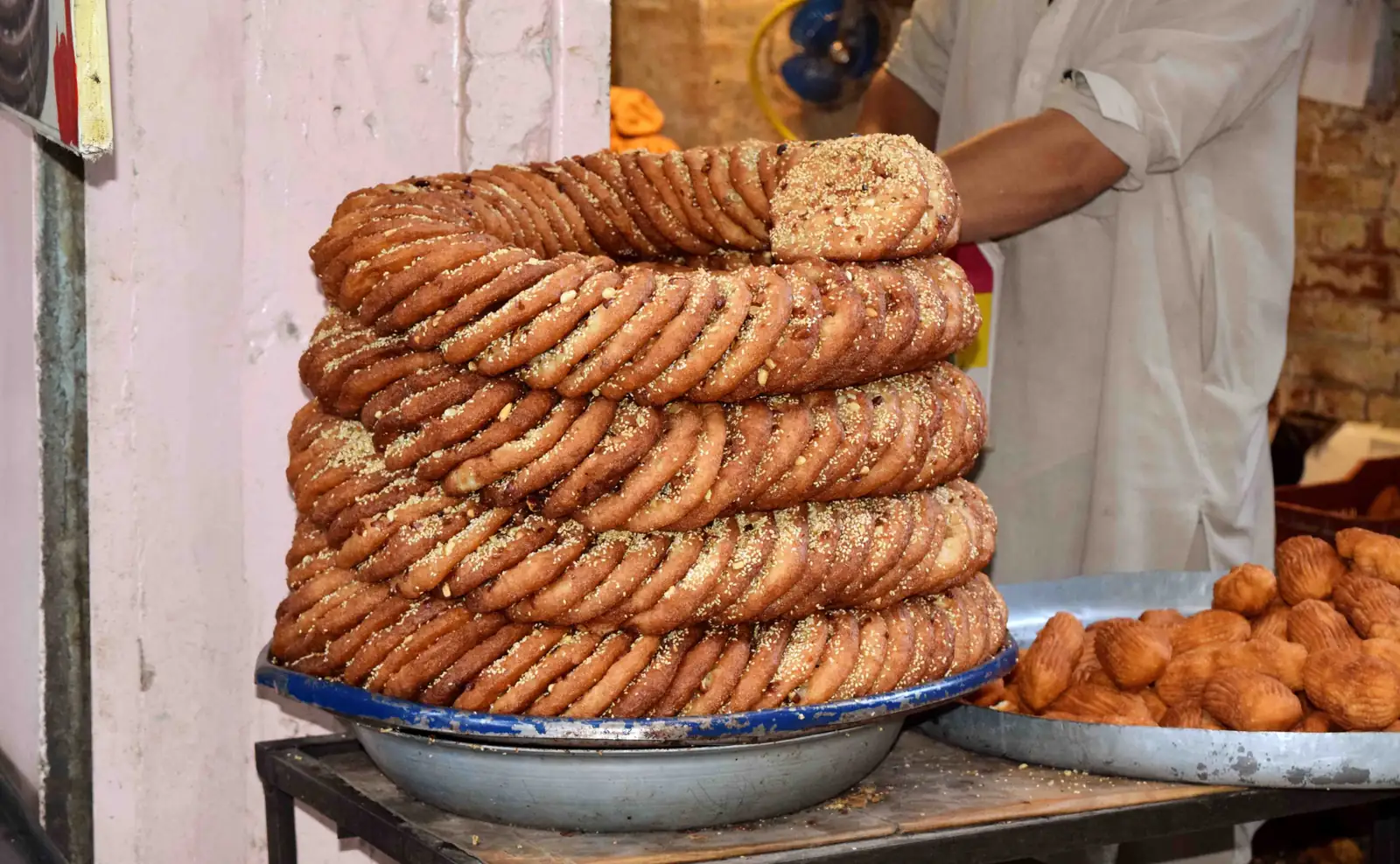 Traditional Pakistani bakery sweets and pastry on display
