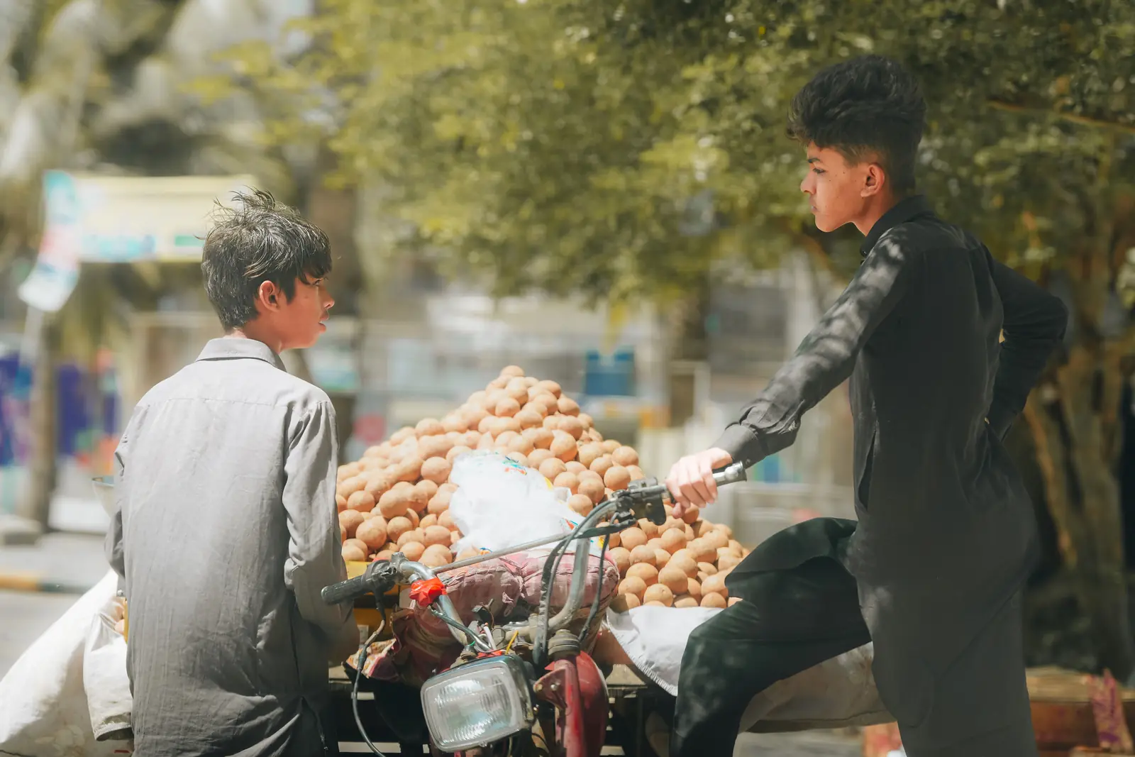 Fresh potatoes sold from a cart in Karachi, Pakistan